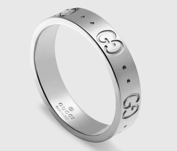 Gucci 18k White Gold Icon Thin Band Ring