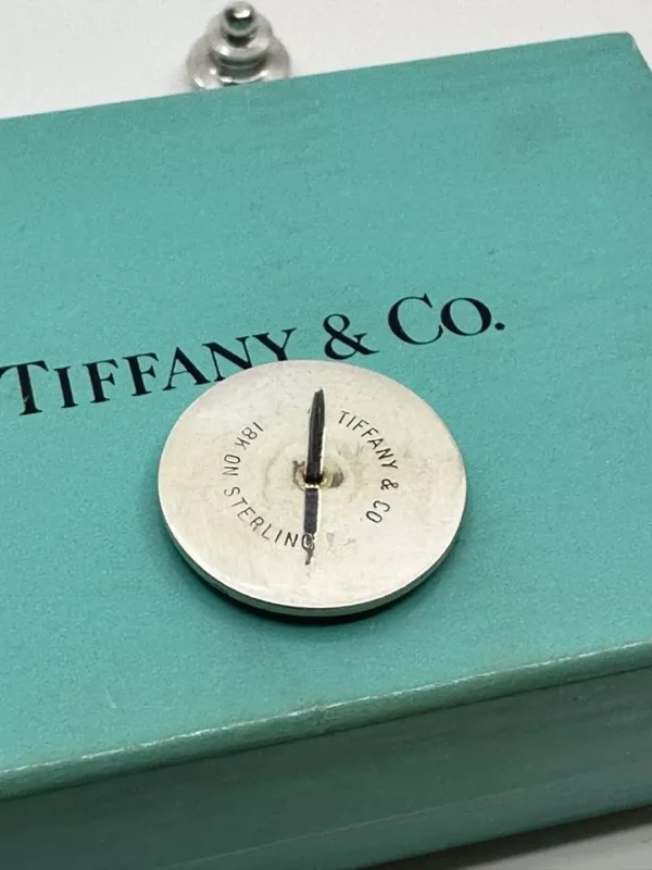 Vintage Tiffany & Co 18k Gold Top & Sterling Silver Back Westin Hotel Lapel Pin - Image 2